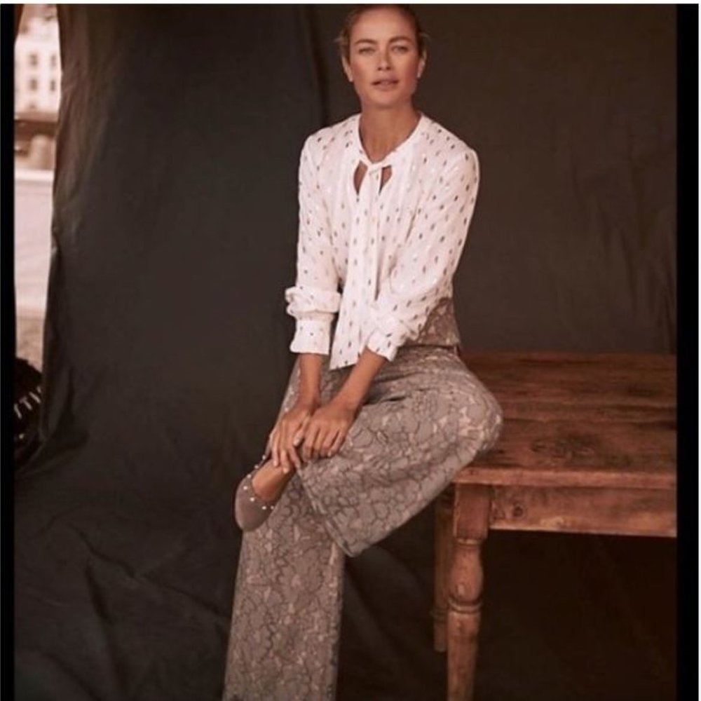 Anthropologie Laced Wide-Legs in Gray by Featherbone - Size Small